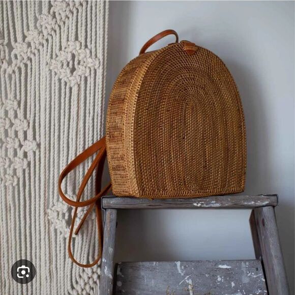 Crabtree & Evelyn Handbags - Crabtree & Evelyn wicker/wood backpack purse pocketbook’ shoulder bag purse nwt